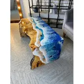 AEA Moderner Epoxidtisch Stilvoller Naturholztisch Wohnzimmer Couchtisch