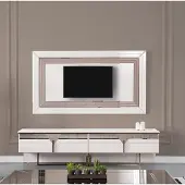 AEA Wohnwand TV Ständer Wandpanel RTV Lowboard Weiß Holz Sideboard Moderne