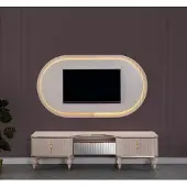 AEA Moderne Beige Wohnwand Garnitur Designer RTV-Lowboard Wandpanel 2tlg