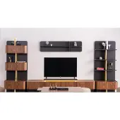 AEA Wohnwand TV Ständer Sideboard RTV Lowboard Regale Schrank Holz Braun