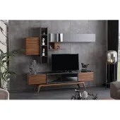 AEA Wohnwand Schrankwand Anbauwand Sideboard Wandschrank Wohnzimmer TV Holz