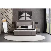 AEA Bett 2x Nachttische mit Standspiegel Doppelbett Edelstahl Schlafzimmer