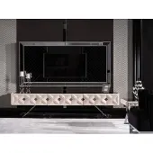 AEA Elegantes Weißes Holz-Metall Wohnzimmer Set mit TV-Schrank und Panel