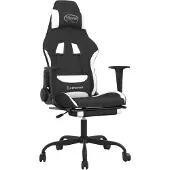 vidaXL Gaming-Stuhl mit Fußstütze Schwarz und Weiß Stoff