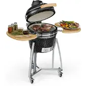 Klarstein Queensize Kamado Grill Thermometer abnehmbare Seitenteile schwarz Schwarz