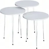 AEA Elegantes weißes Couchtisch-Set aus Holz und Edelstahl