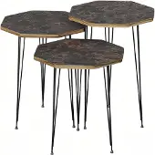 AEA Elegantes braunes Couchtisch-Set aus Holz und Metall