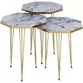 AEA Elegantes weißes Couchtisch-Set aus Metall im modernen Design