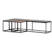 AEA Couchtisch-Set aus Metall in Grau modern elegantes Wohnzimmermöbel
