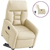 vidaXL Relaxsessel mit Aufstehhilfe Elektrisch Creme Stoff