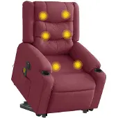 vidaXL Elektrischer Massagesessel mit Aufstehhilfe Weinrot Stoff