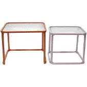 Sweeek - Satztische aus Metall und geriffeltem Glas - Orange und rosa