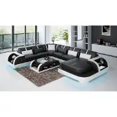 AEA Modern Ledersofa Couch Wohnlandschaft Design Ecksofa Eck Garnitur Sofa Licht USB