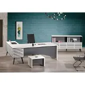 AEA Arbeitstisch Eckbürotisch Komplette Büro Set 3tlg Holz Büromöbel Weiß