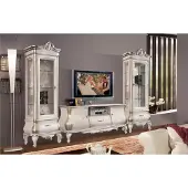 AEA Klassische Weiße Wohnwand TV-Ständen 2x Vitrinen Elegantes Set 3tlg Schrank