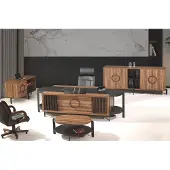 AEA Luxus Komplette Büro Schreibtisch Bürotisch Set 4tlg Holz Braun Tisch