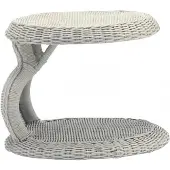 AEA Couchtisch Grau Luxus Möbel Terrasse Design Hochwertig Rund Rattan Modern