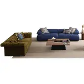AEA Blau-Grüne Wohnzimmer Garnitur Couchen Holz Couchtisch