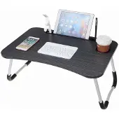 Herzberg HG-04173: Klappbarer Schoßtisch mit Becher- und Tablet-Halter