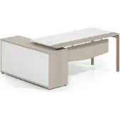 AEA Exklusiver Eckschreibtisch Luxus Holz Bürotisch Designer Tisch Weiß Tische
