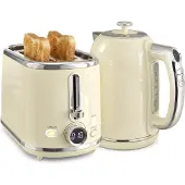 HOMCOM Wasserkocher Toaster Set 1,7L Edelstahl Wasserkocher 2 Scheiben Toaster
