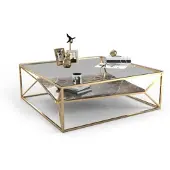AEA Moderner Marmor Wohnzimmer Couchtisch Luxus Edelstahl Tisch Glasplatte