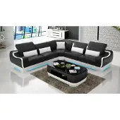 AEA Ledersofa Couch Wohnlandschaft Ecksofa Eck Garnitur Design Modern Sofa mit USB