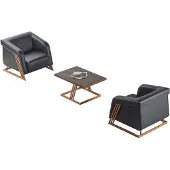 AEA Sitzmöbel Sessel Couchtisch Schwarz Braun Bronze Leder Modern Edelstahl