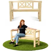 Kadax Parkbank aus Holz mit Rückenlehne 119 cm Terrasse Garten
