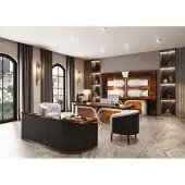 AEA Elegantes Büroset Designer Schreibtisch Edles Sofa Einzelsessel