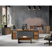 AEA Komplettbüro Büromöbel Schreibtisch Büro Bürotisch Set 4tlg Holz Braun