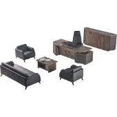 AEA Arbeitszimmer-Set Komplett Sofas Schreibtisch Sideboard Büro Couch Leder