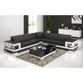 AEA Ledersofa mit USB Wohnlandschaft Ecksofa Eck Garnitur Design Modern Sofa G8017B