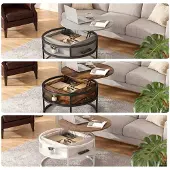 Northix Couchtisch mit Hubfunktion - Höhenverstellbarer, versteckter Stauraum
