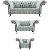 AEA Komplette Graue Chesterfield Couchen Sitzsofas Dreisitzer Lehnsessel