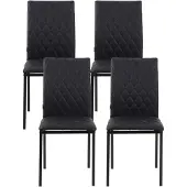 HOMCOM Esszimmerstuhl, 4er-Set Essstuhl, Gepolsterte Esszimmerstühle, Kunstleder