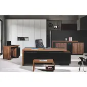AEA Bürotisch Büromöbel Komplettbüro Schreibtisch Set 4tlg Holz Schwarz