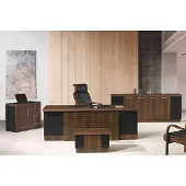 AEA Bürotisch Büromöbel Komplettbüro Schreibtisch Set 4tlg Holz Braun Büro