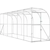 vidaXL Hühnerstall gegen die Wand Silber 600 x 150 x 215 cm