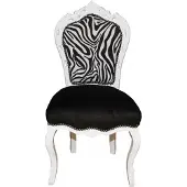 Casa Padrino Barock Esszimmer Stuhl Schwarz / Zebra / Weiss- Antik Möbel - Möbel