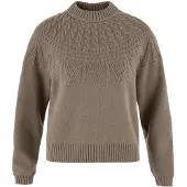 Fjällräven Damen Övik Solid Jacquard Knit Pullover Suede Brown M