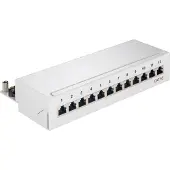 Goobay CAT 5e Mini/Desktop Patch Panel, 12 Port, (1 HE) - STP geschirmt, Grau