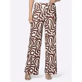 HEINE Jerseyhose , Damen, Gr. 50, Normalgrößen, braun (ecru, schoko, bedruckt), 95% Polyester, 5% Elasthan, bedruckt, gemustert, mehrfarbig, Hosen Jerseyhose