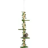 PawHut Kratzbaum Deckenhoch 202-242 cm für Mittelgroße Katzen Grün+Gelb