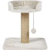 Unyqoos großer Kratzbaum und Kletterbaum – Katzen-Spielhaus mit weichem Plüschbezug, Stämme mit Jute umwickelt, Spielzeuge am Band