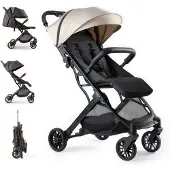 Interbaby Reisebuggy klein bis 22 kg Handgepäck, Liegefunktion (Beige)