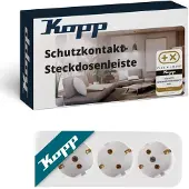 Kopp 120301007 Schutzkontakt-Steckdosenleiste, 3-fach,wiederanschließbar, ohne Zuleitung, Farbe: arktisweiß - 5 Stück