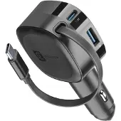 Cellularline Retractable Car Charger, Auto, Zigarettenanzünder, 0,7 m, Schwarz