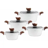 Zilner 8-Teiliges Granit Kochtopfset Topfset Geshirrset White Lilly Zl-8550
