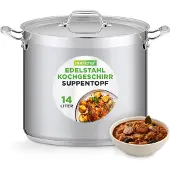 Nutrichef Edelstahl Kochtopf 15,1L Induktion – Suppentopf mit Deckel, Profiquali